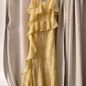 wild fable Yellow Ruffle-Accent Maxi Dress